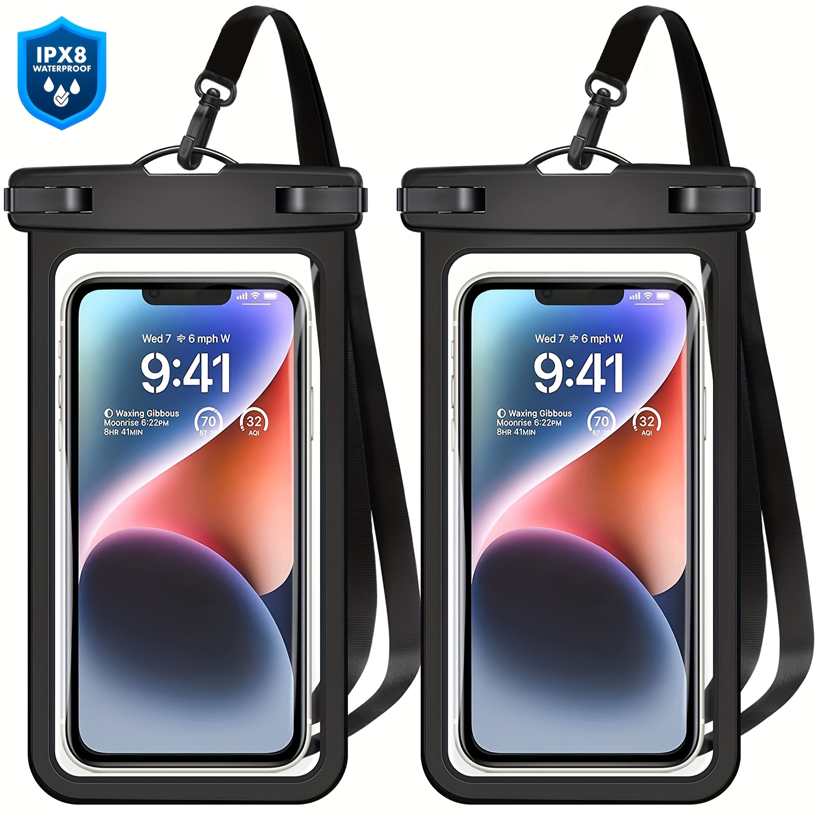 TEMU 2pcs Pochette Téléphone Universelle - Étui IPX8 pour Iphone 14 13 12 11 Pro Max Samsung Galaxy Téléphone Portable Jusqu'à 7.0" Sac Sec Téléphone