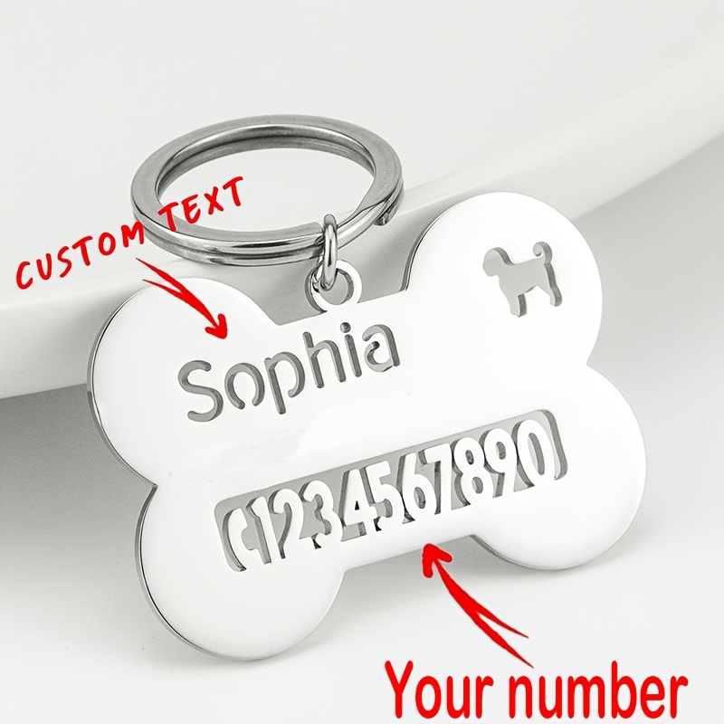 

Custom Engraved Stainless Steel Pet Id Tag Keychain - Bone-shaped With Personalized Name & Phone Number - , Anti-lost Collar Pendant - Ideal Gift For Lovers