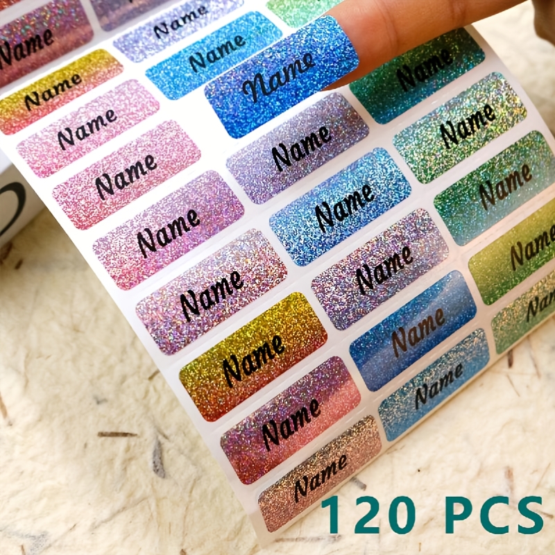 TEMU Custom Color Shiny Name Tag Stickers, Personalized Stickers, Name Stickers, Customized Water Bottle Stickers, Customizable Birthday Gifts,