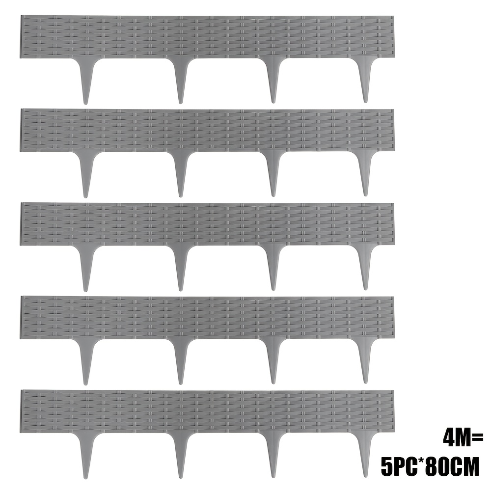 【3d】 4/8 Meters Flexible Plastic Garden Fence For Lawns And Flowerbeds, Uv-resistant And Weather-resistant, Garden Border With Floor Nails, 80 Cm Long Sections, In Grey