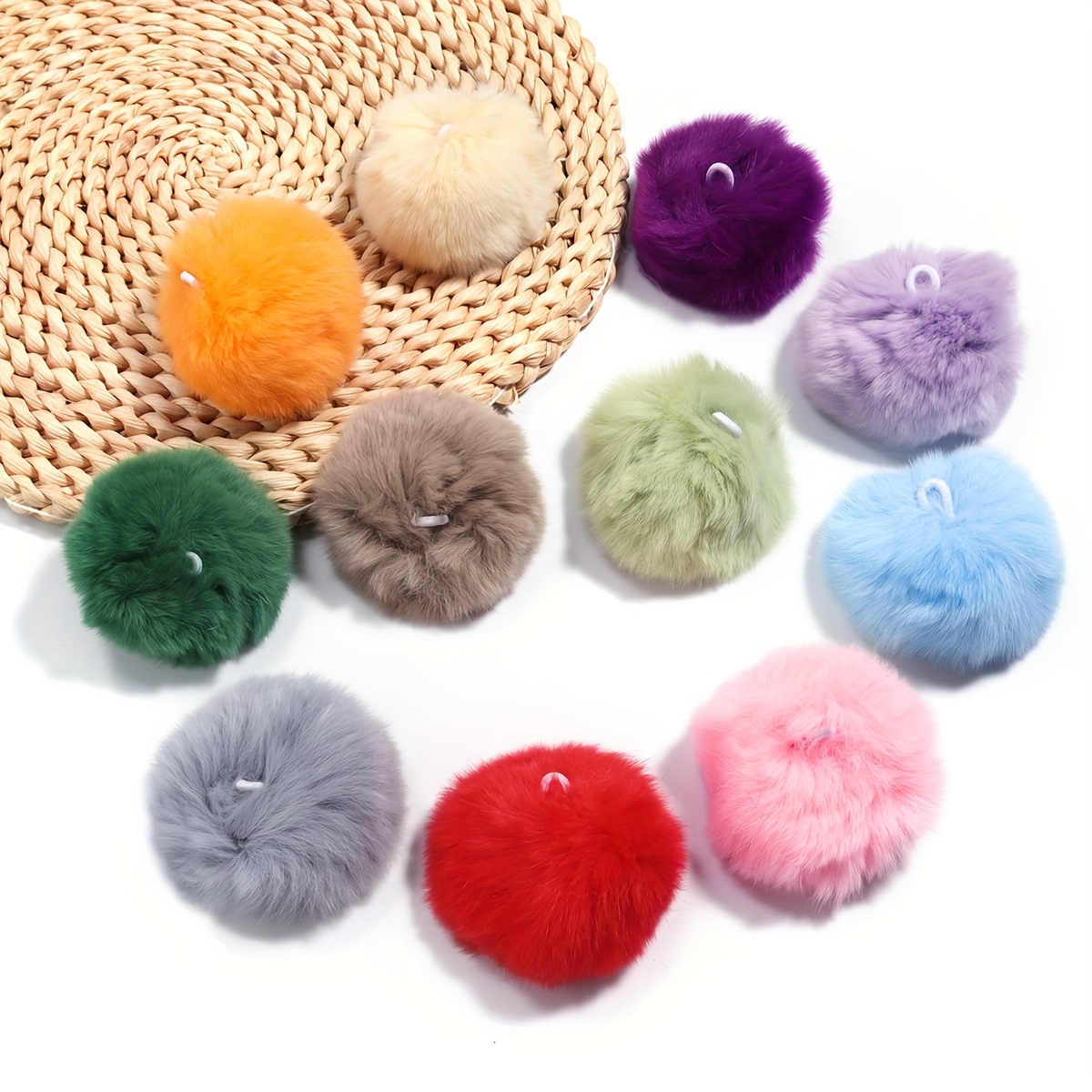 

2pcs Fur Pom Poms - , Cute & Stylish Charms For Earrings, Hair Accessories, Bag & Phone Chains, Hats & Apparel