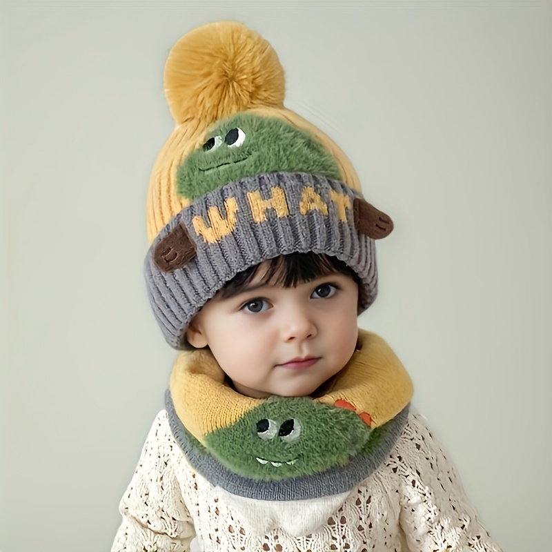 Hat + Neck Warmer, Autumn/winter Thickened Warm Ear Protection Hat And Neck Warmer Pullover Set For Ages 3-8