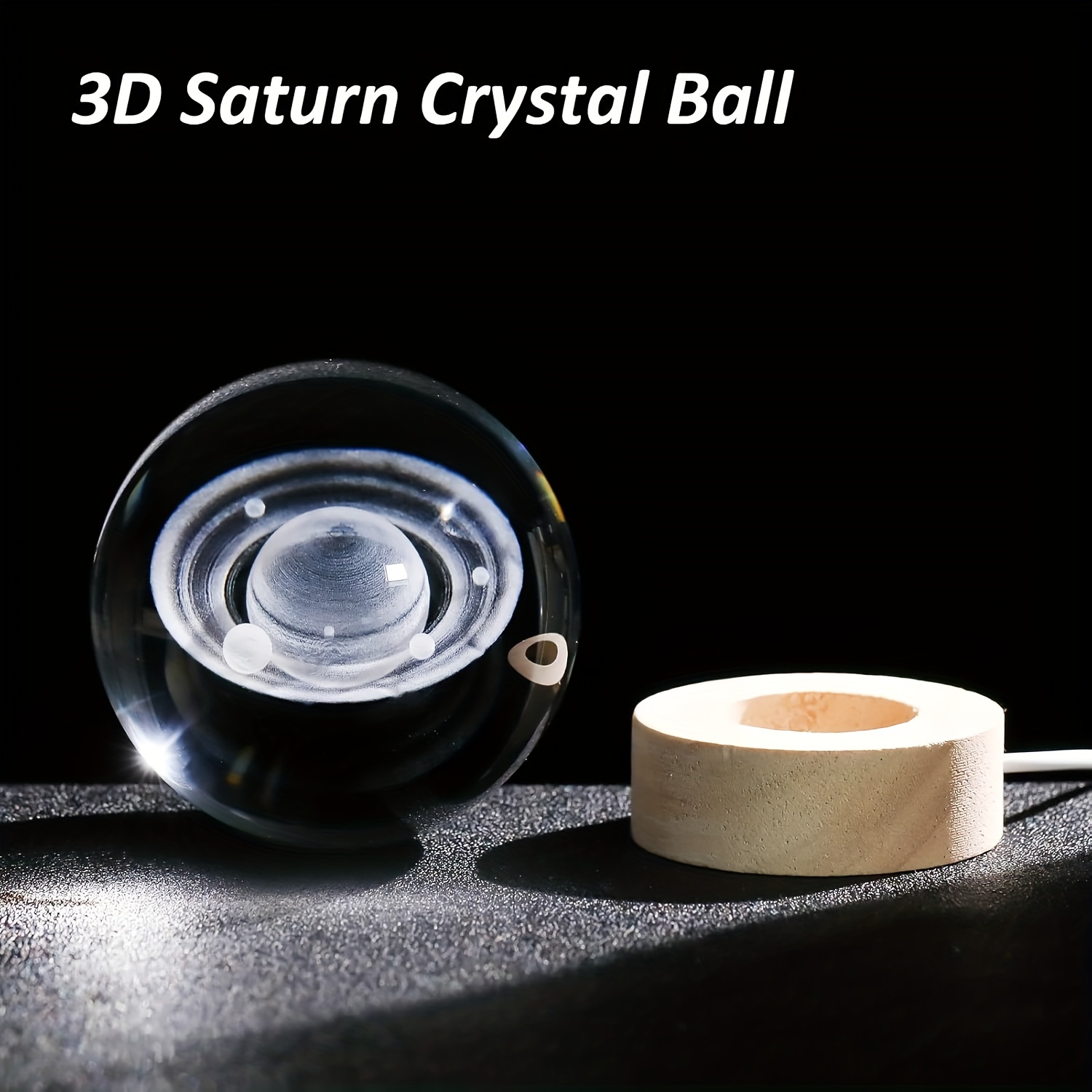 for saturn 3d crystal ball night light usb powered transparent glass   for home decor astronomy enthusiasts perfect gift for christmas and halloween decorative ball planet gifts details 9