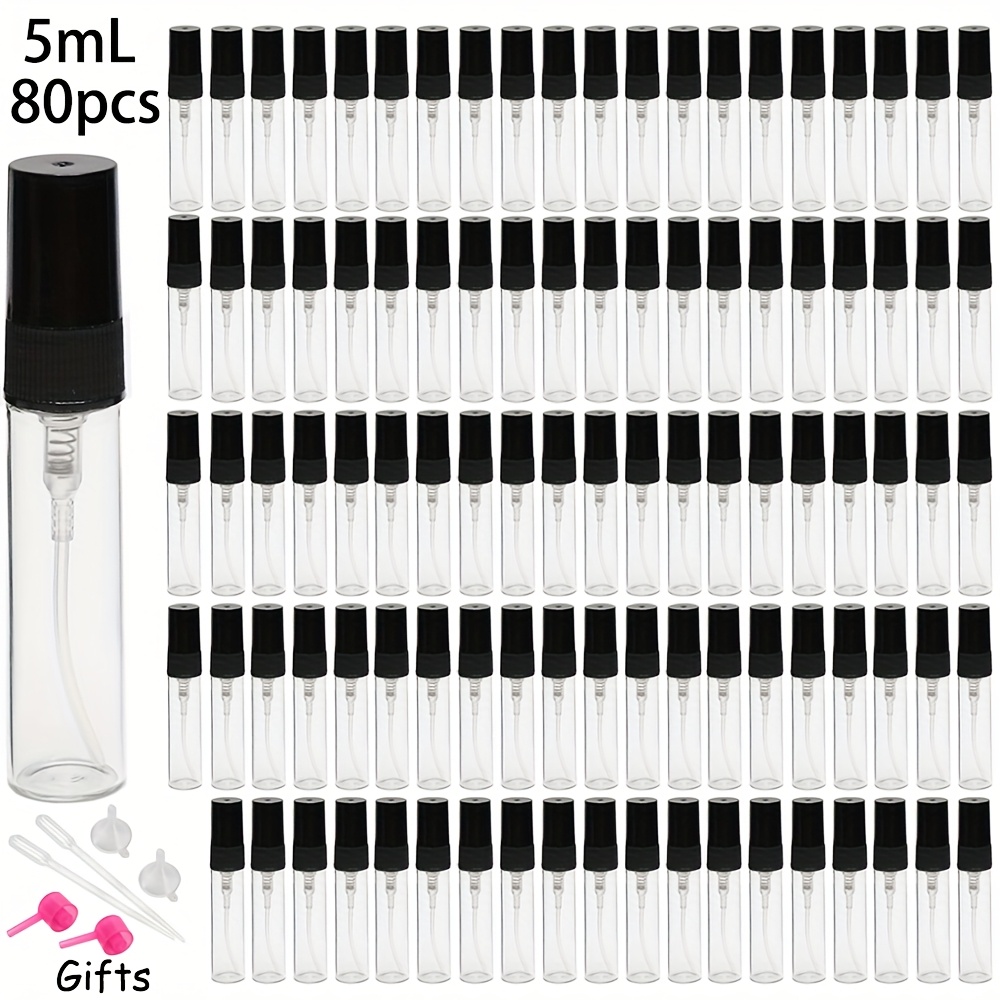 TEMU 80pcs, 2ml/3ml/5ml/10ml/transparent Glass Spray Bottles, Mini Perfume Bottles, Portable Moisturizing Sub-bottles, Suitable For Travel Carrying