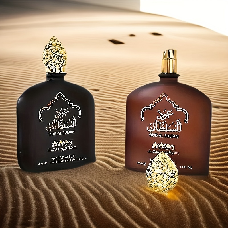 3, 38oz Oud Al-Sultan Parfum Spray pour Hommes et Femmes - Parfum Floral et Fruité Longue Durée, Élégant Design de Chapeau Doré, Parfait pour les Soirées en Couple, les Fêtes ou les Cadeaux, Parfum de Soirée en Couple, Emballage Sophistiqué, Qualité de Parfum Premium