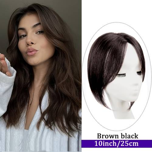 10inches hair toppers for women synthetic hair 360 degree toppers for women with thinning hair upgrade middle part clip in bangs