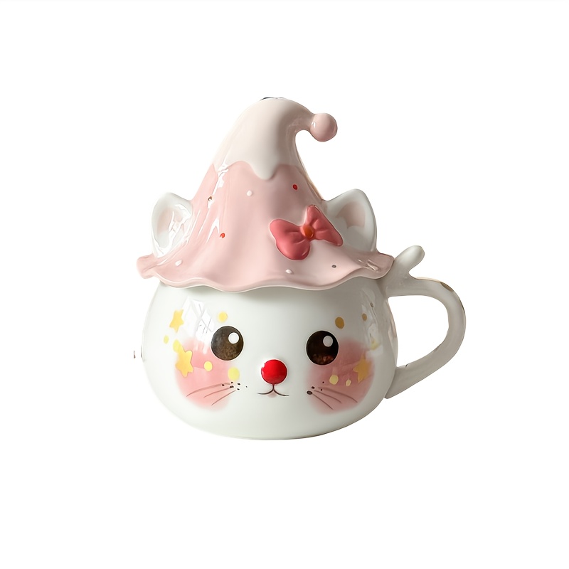 A Cute Ceramic Mug Featuring A Cat, Suitable For - Reusable, Perfect For Coffee And All Beverages - An Ideal Gift For For Christmas, New Year, And Valentine's Day