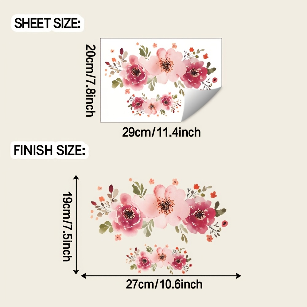 A Waterproof Self-adhesive Pvc Wall Sticker Featuring Bathroom Flowers, Suitable For Wall Decoration On Smooth Surfaces, And Used For Projects