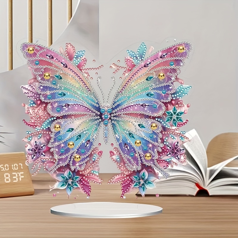 

Sparkling Butterfly Diamond Art Kit – 3d Acrylic Butterfly Tabletop Decor With Irregular Shaped Crystals, Insect Theme Diy Painting Craft Set For Home Decoration And Gifts