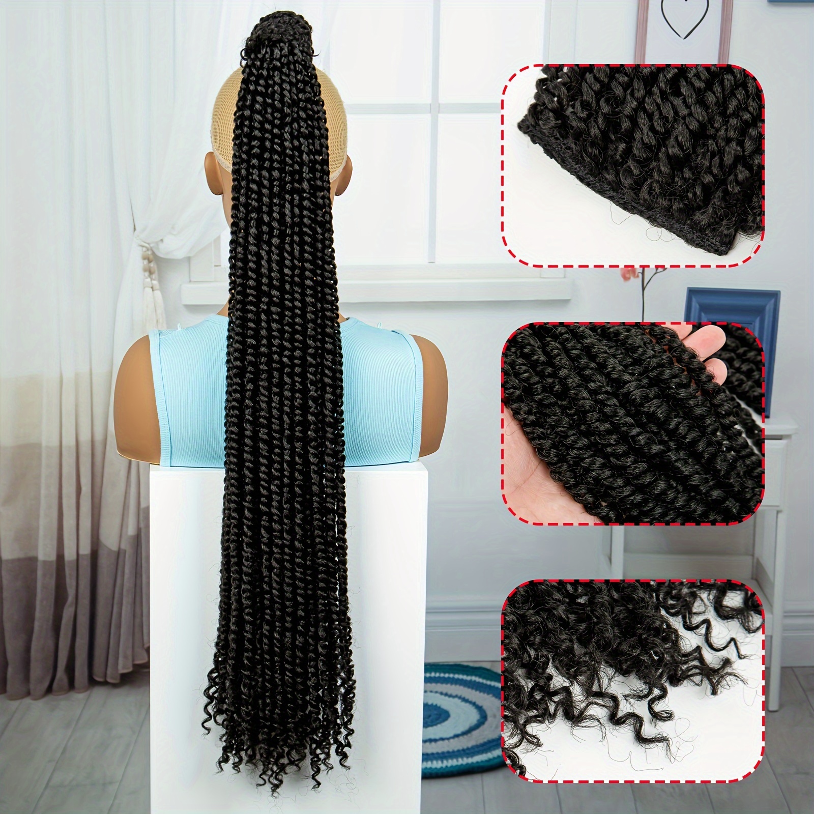 elegant long braided ponytail extension for women soft synthetic hairpiece with drawstring versatile natural   for daily wear and parties details 8