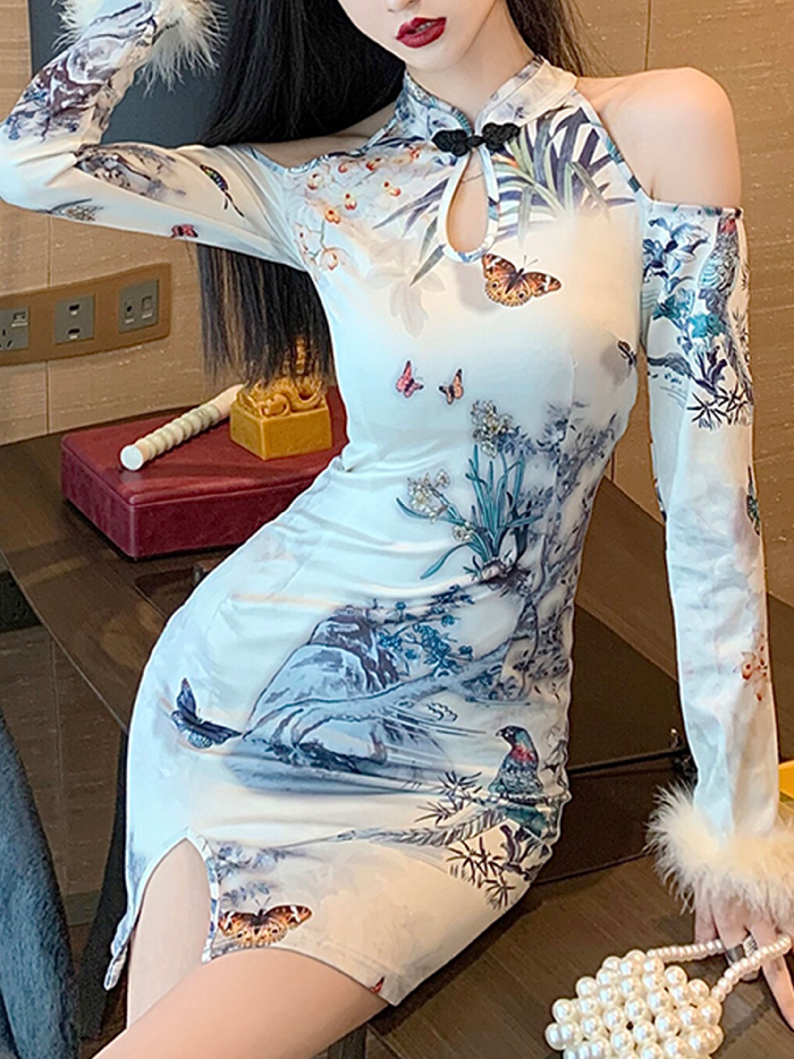 New Style Long Sleeve Rib Fabric Slim Women Dress - China Dress