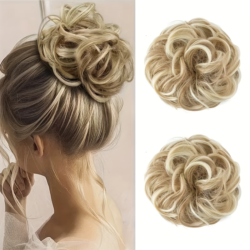 E-shop Elegante Simulation Haar mit Dutt/Beutel, Hochdichte Unordentliche Haarverlängerung mit Elastischem Stirnband, Bequem, Weich Einfach zu Tragen,