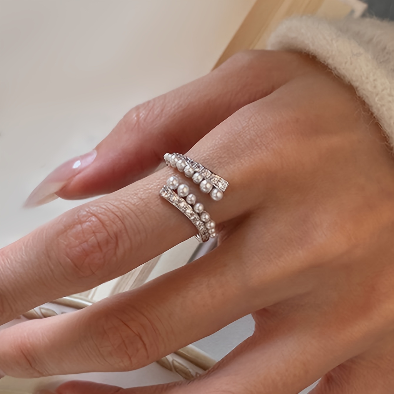 Women's Casual Arc Cube Zirconia Ring