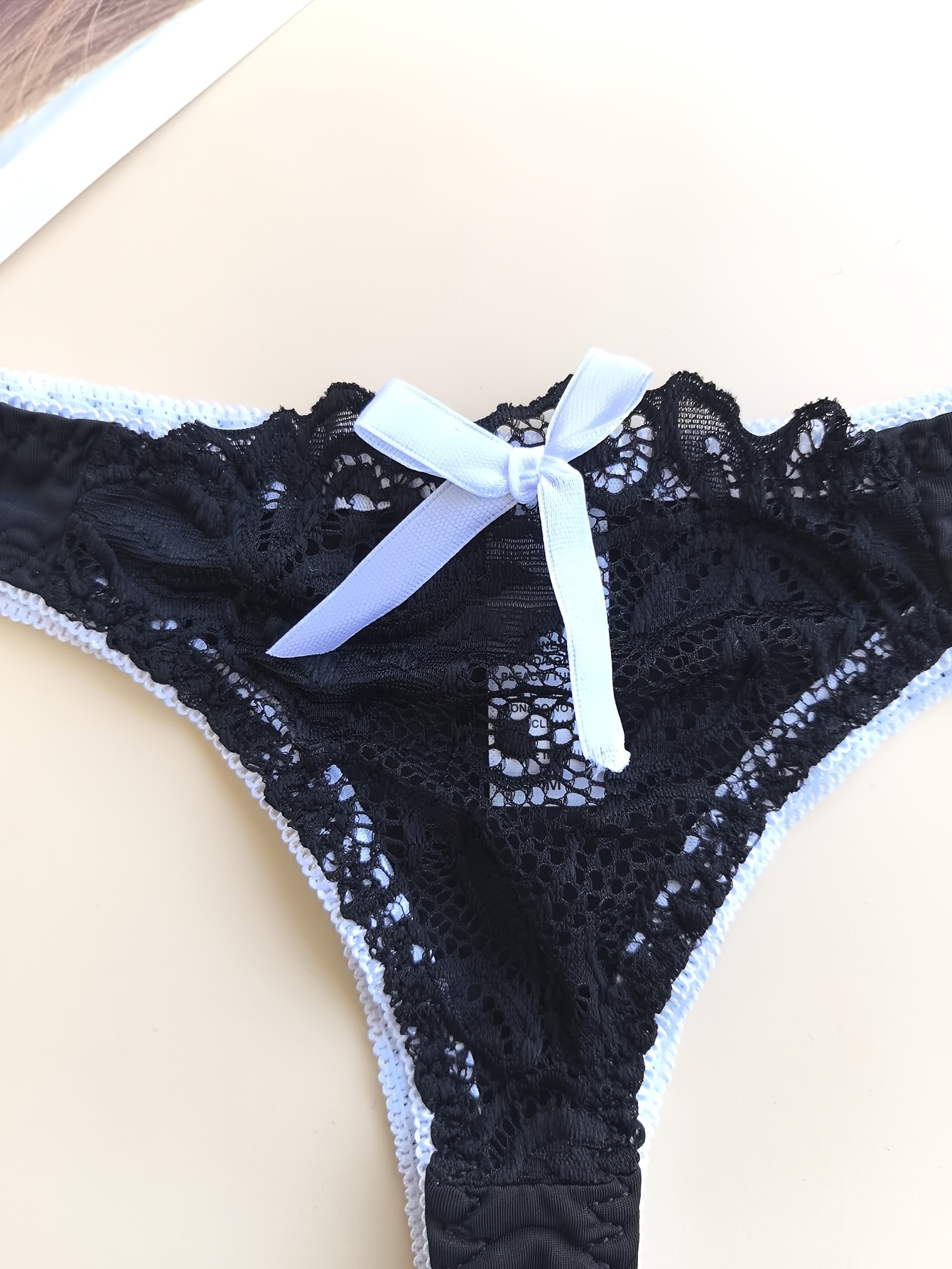 Juego de 5 tangas de encaje  para mujer, transpirables, a la moda, suaves, ajustadas, sin costuras y cómodas, con ribete de color de contraste