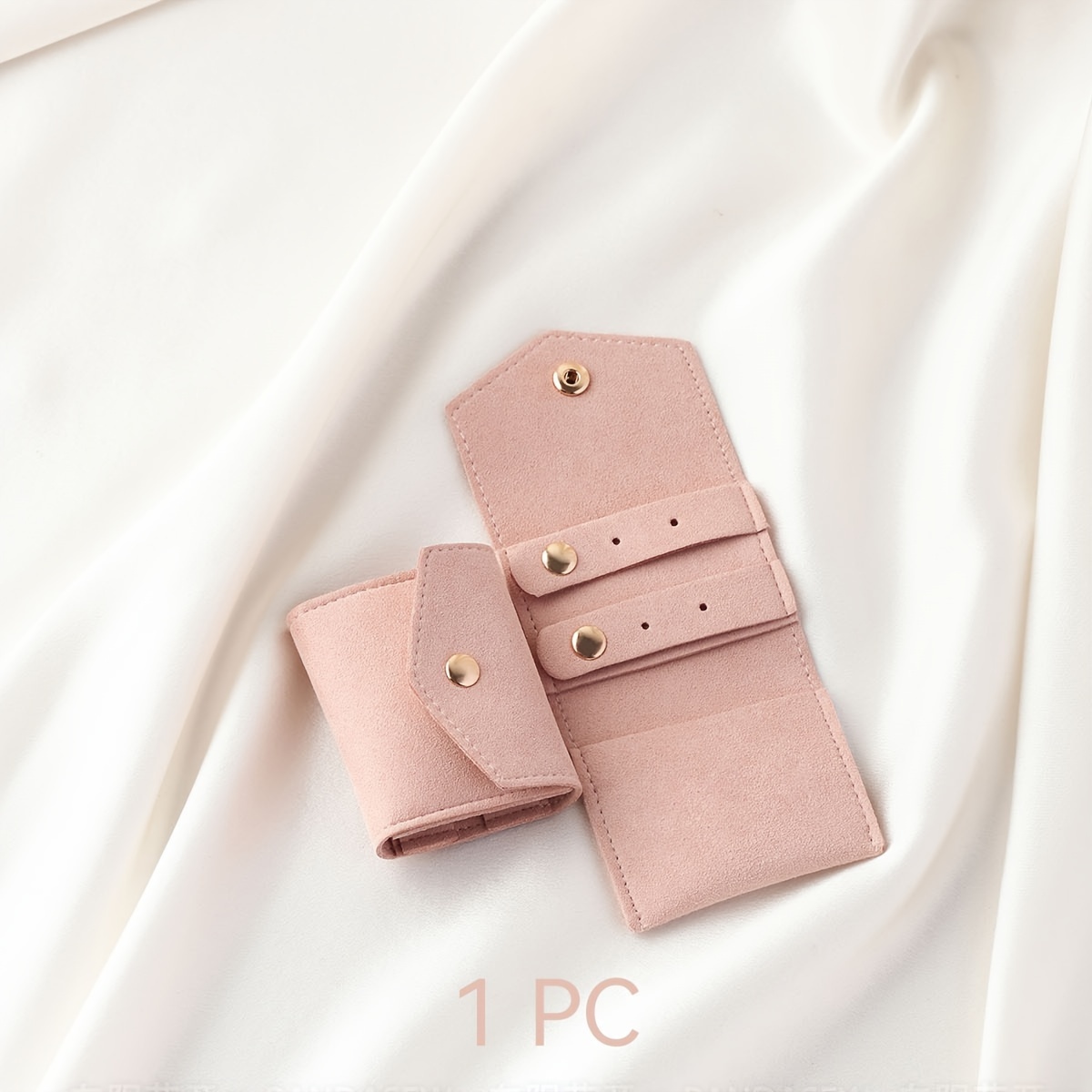 TEMU 1pc Mini Suede Jewelry Organizer Pouch - Cute Gift For Women - Foldable Jewelry Storage Bag For Rings, Earrings, And Necklaces