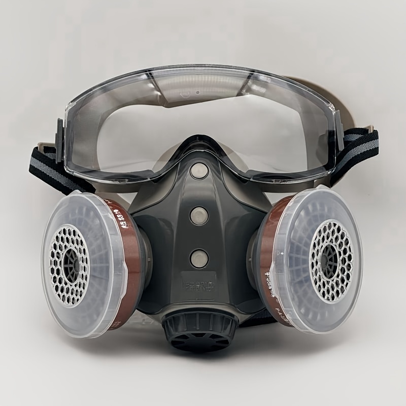 

Reusable Respirator Kit With Goggles - Hypoallergenic, Dust & Chemical Protection For Painting, Industrial Work, And Pesticide Application