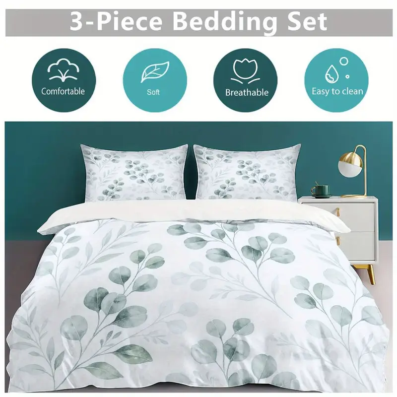 3er set bettwäsche eukalyptus design stilvoll leicht