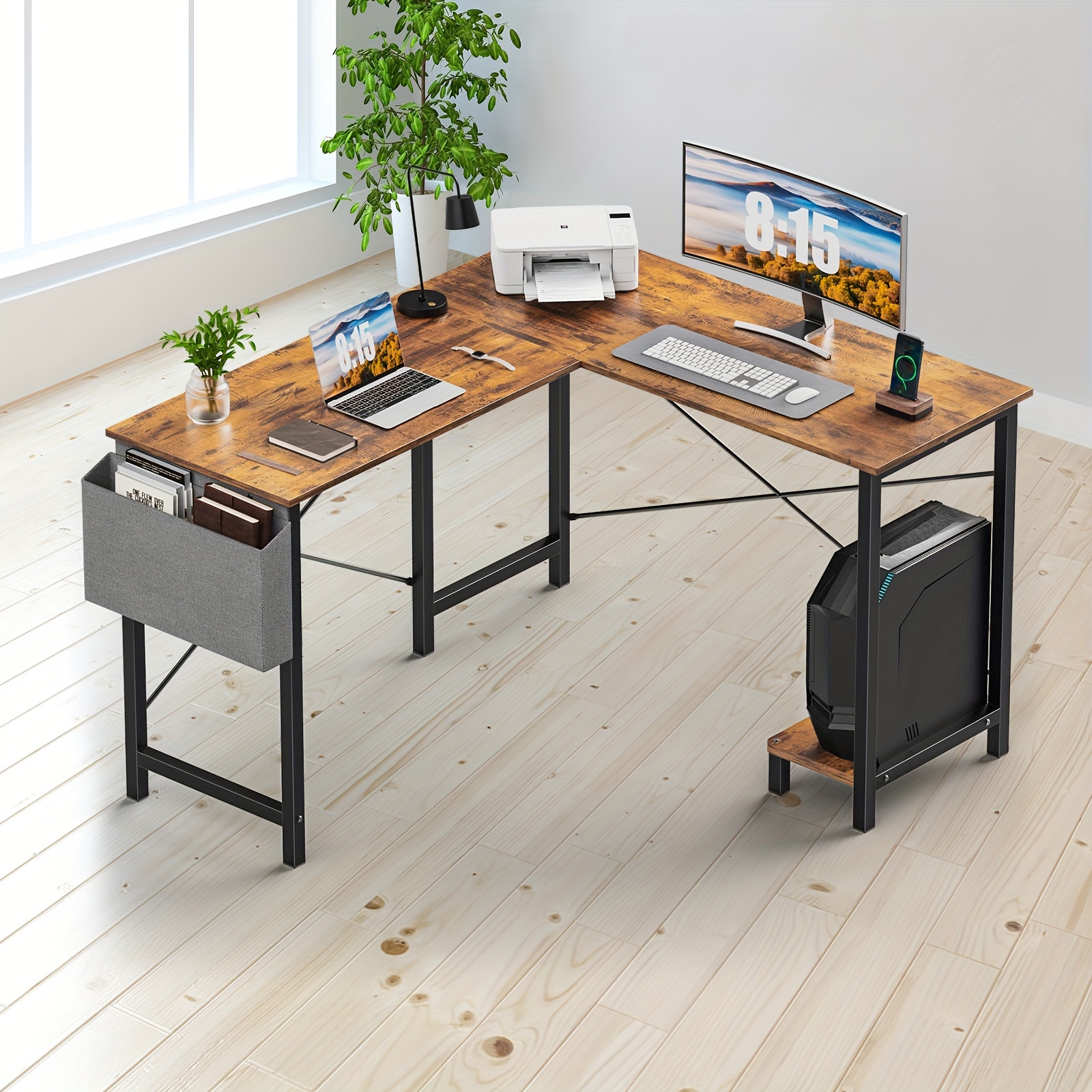 Efficient, Stable and Space Saving - 2 Pack Reversible L-Shaped Computer Desk - Corner Gaming Table and PC Laptop Workstation with Handy Storage Bag