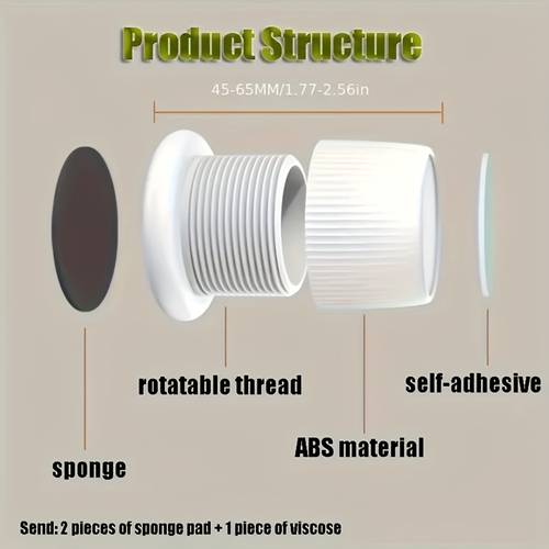 2pcs Adjustable Bedside Stabilizer, Self-adhesive Anti-noise Wall Protector, Used To Prevent Squeaking, Adjustable Range 40-65mm