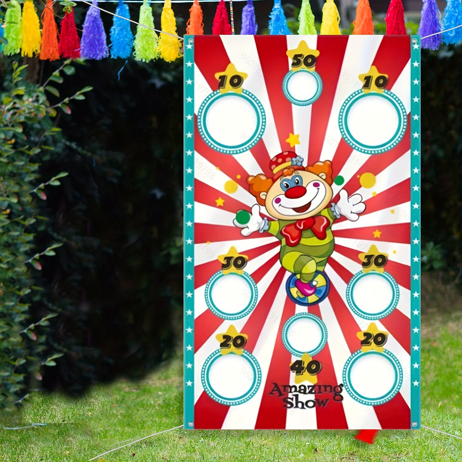 

Polyester Clown Bean Bag Toss Game With 3 Bags - Versatile Banner For Birthday, Parties & Home Decor, Durable, Washable & Reusable, All Seasons Suitable