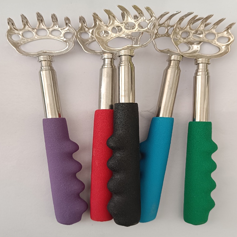 

5-pack Extendable Telescopic Bear Claw Back Scratchers, Metal Retractable Back Itch Tool With Non-slip Grip In Assorted Colors