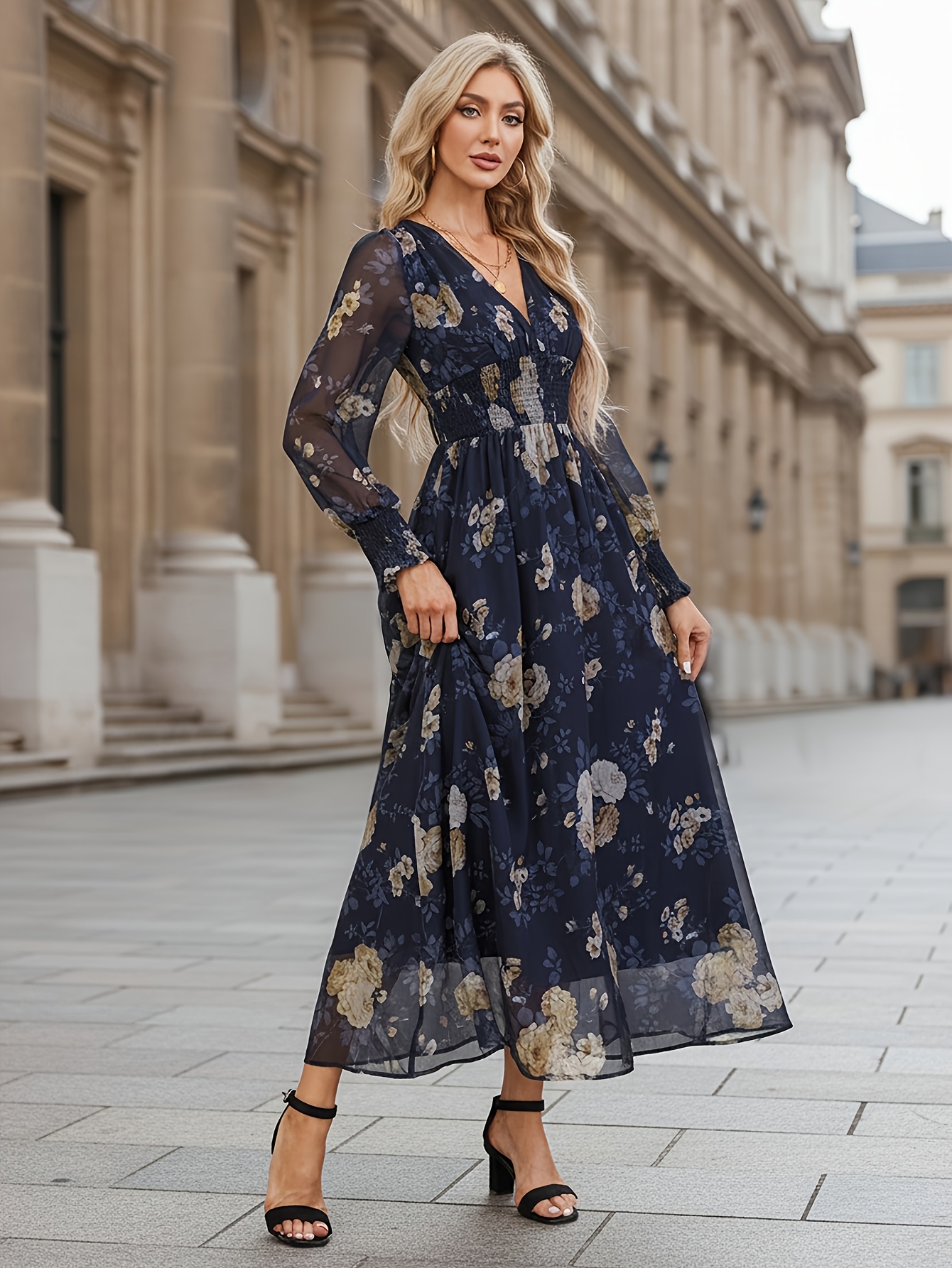 chinese dress ladies Zimmermann Long Sleeve Maxi Dress Tempest Frolic Floral Print Chiffon   Celebrity Owned