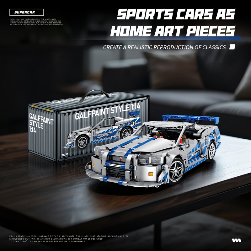 857+Pcs Cool Silver And Blue Sports Car Building Block Sets