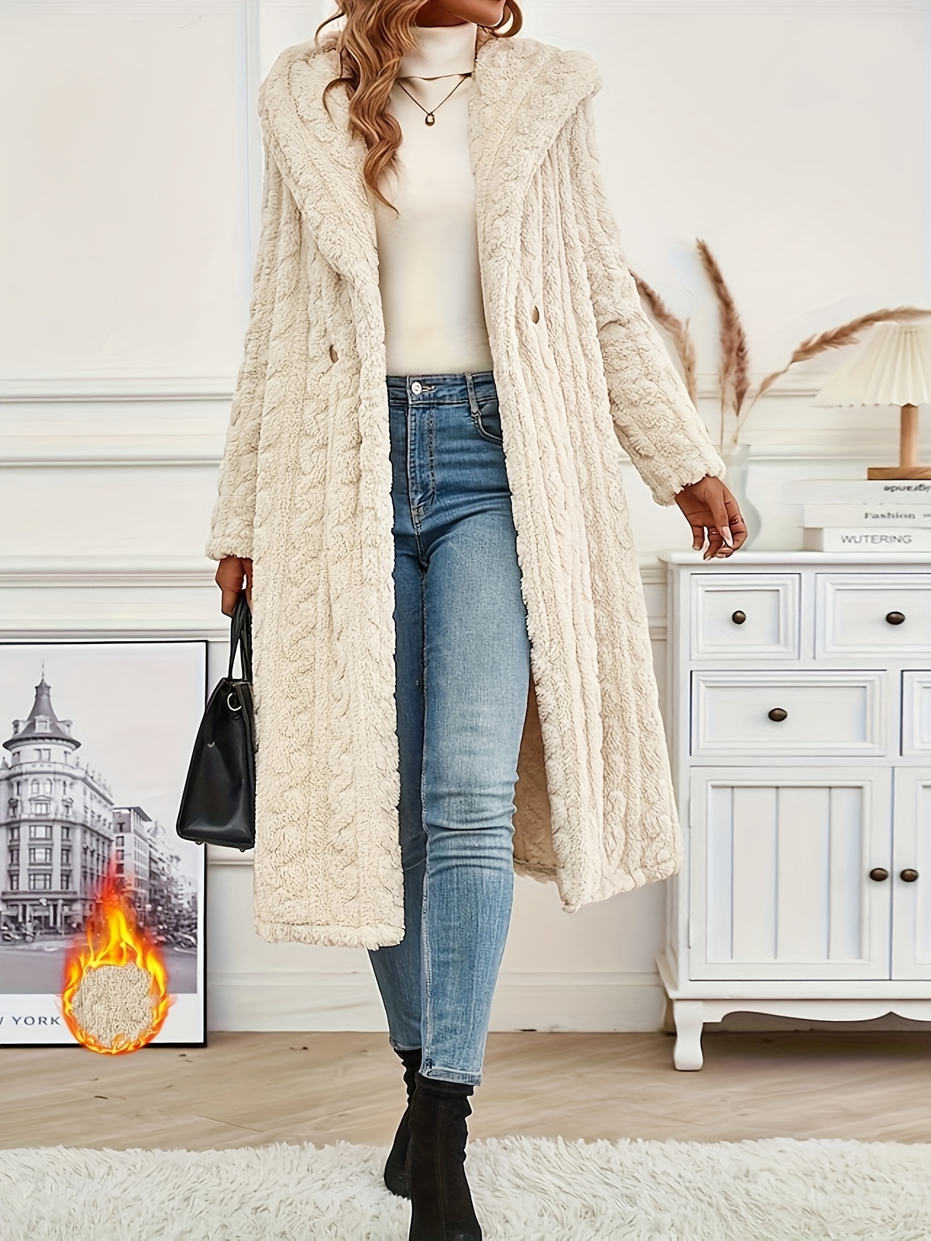 cardigan long femme automne hiver pull décontracté simple Temu