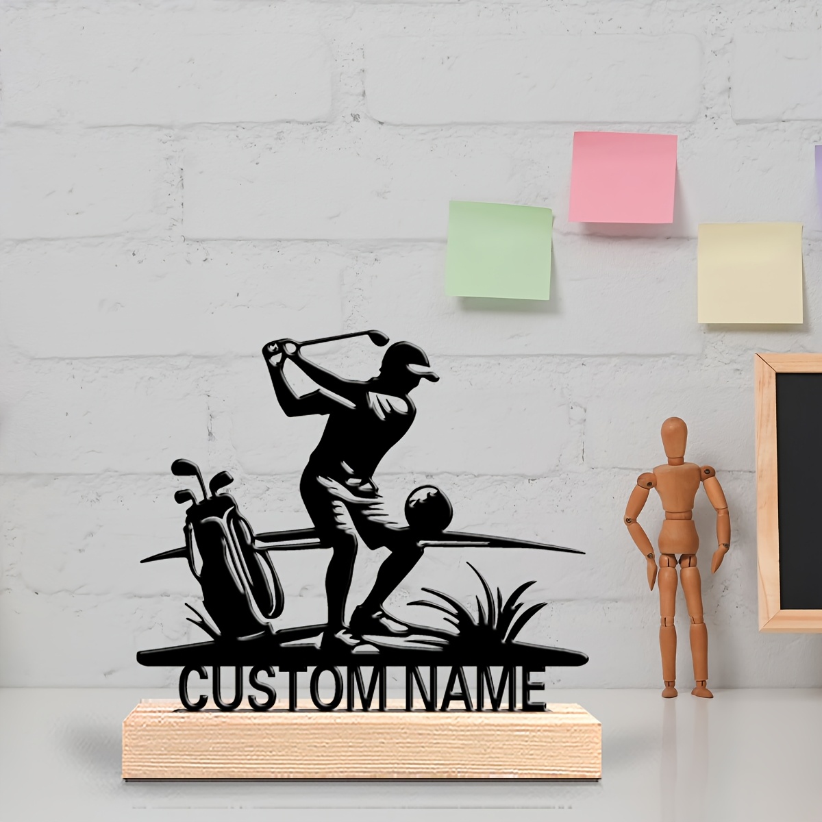 TEMU A Personalized Custom Iron Statue - Customizable With A Personal Name, Featuring An Elegant Swinging Pose With A Sturdy Wooden Base - Home Or