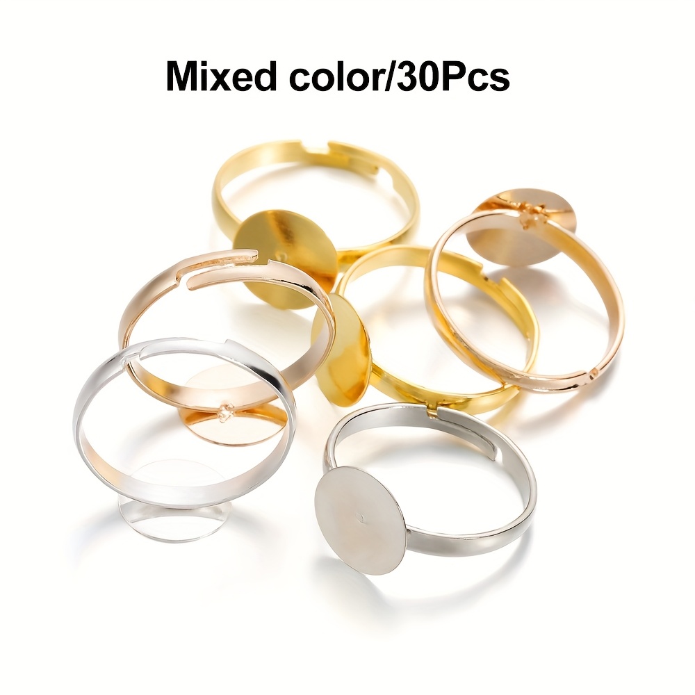 E-shop 30 Stk./Packung Verstellbare Ringbasis Runde Scheibe Ringbasis Zeit Edelstein Basis Schmuck Zubehör Herstellung Zubehör