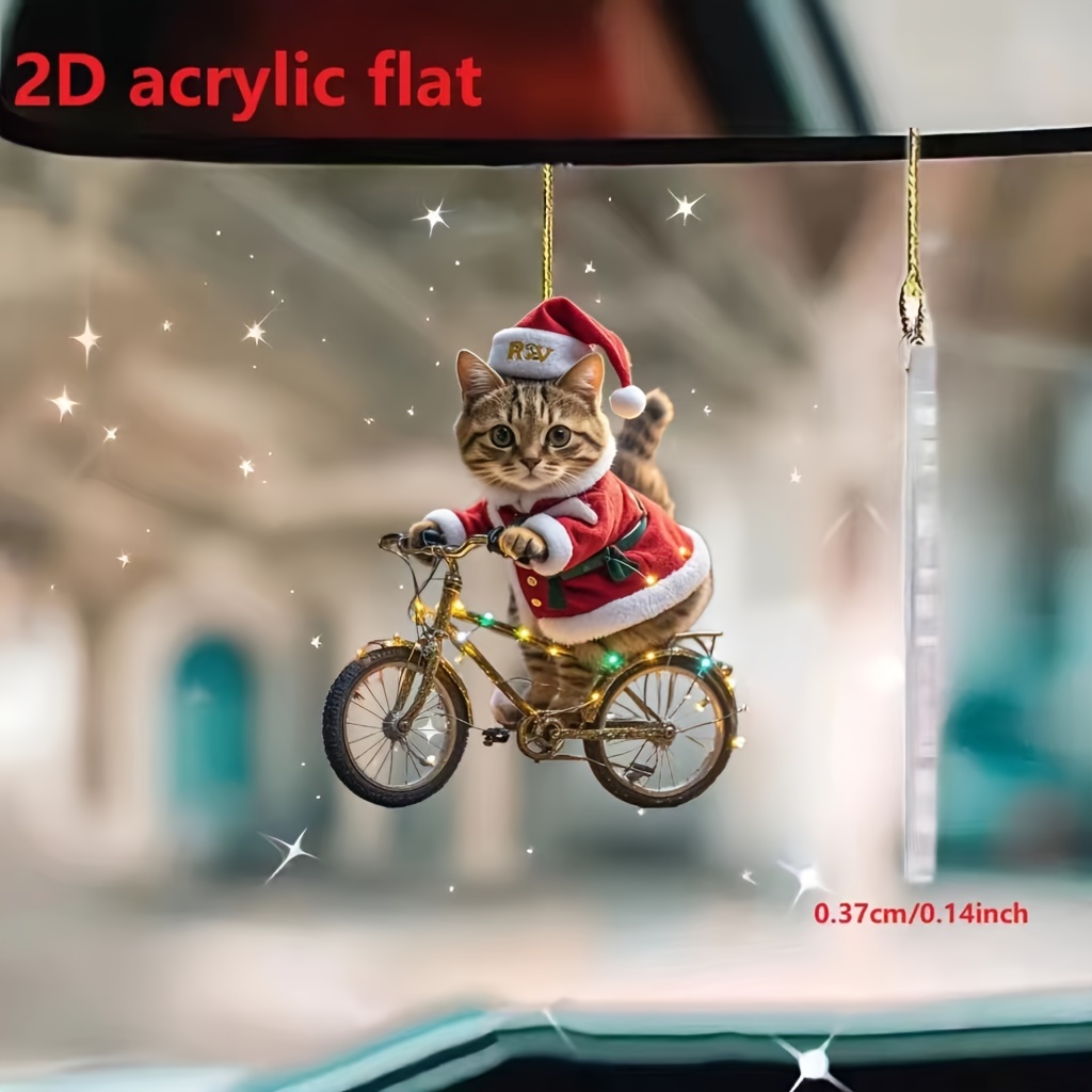 

Christmas Cat On Hanging - 2d Pendant For Car & , Keychain, Bag ,