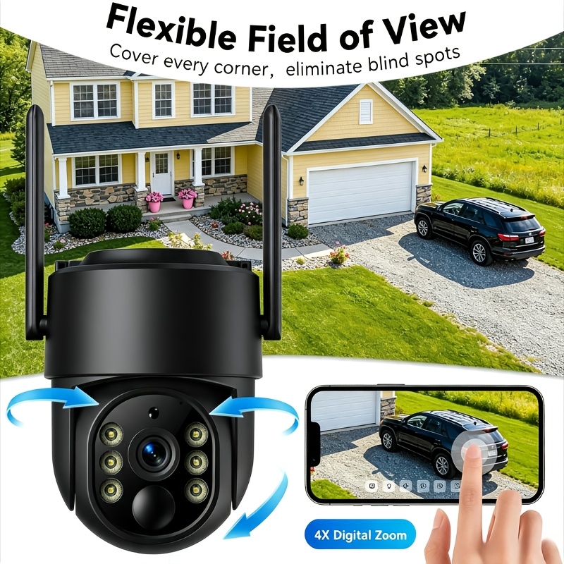 TEMU Phansatim 4k Solar Security Camera Outdoor, 4g Lte Cellular No Wifi Needed, 360° Ptz Pan-tilt-zoom, Ai Human Detection, Color Night Vision,