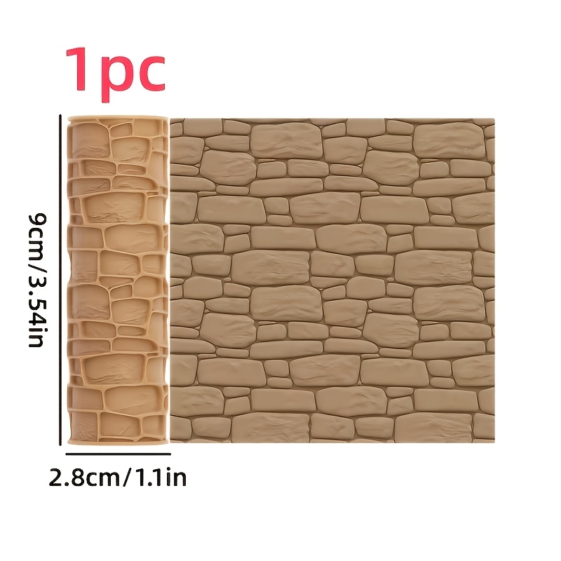 TEMU 1pc Stone Wall Texture Embossing Texture Roller - Stone Wall Texture Embossing Tool, Suitable For Festival, Mother's Day, Father's Day, Spring,