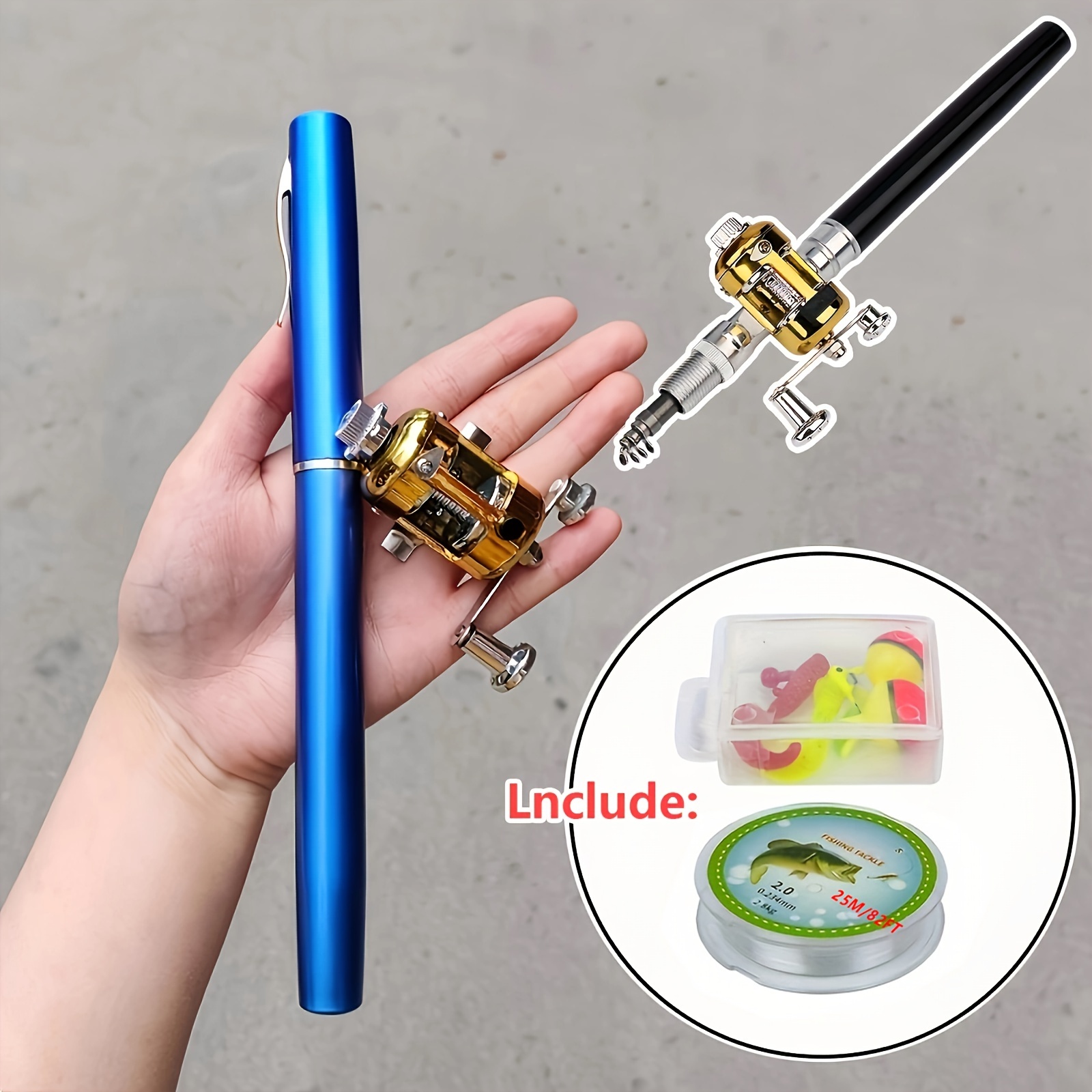1 Set Pocket Size Fishing Rod - Pen Style Fishing Pole And Reel Combo,  Travel Fishing Kit