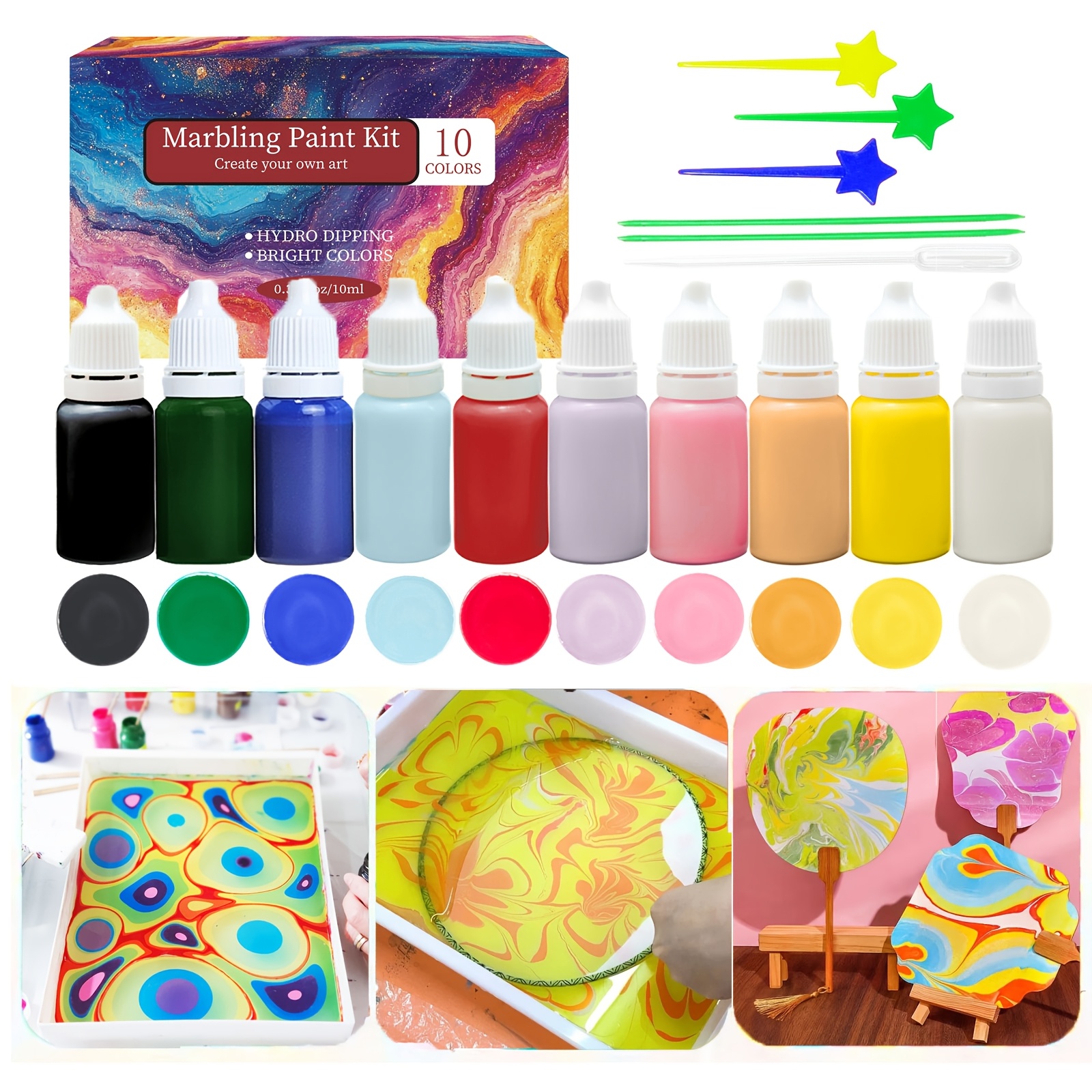 TEMU 16pcs Art Kit Arts Crafts Gifts Ideas Activities Professional Art Use Water Marble Painting Paste For Family Interaction