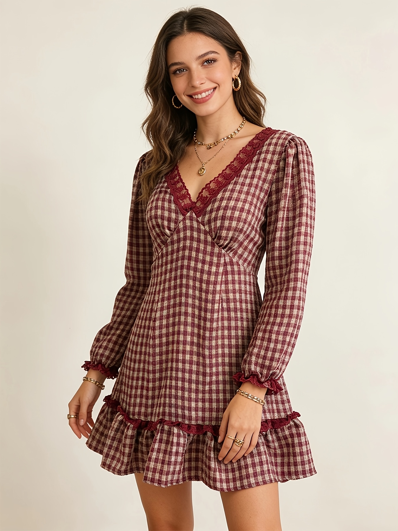 cute lace dresses thanksgiving mixed media embroidered floral lace v neck flare