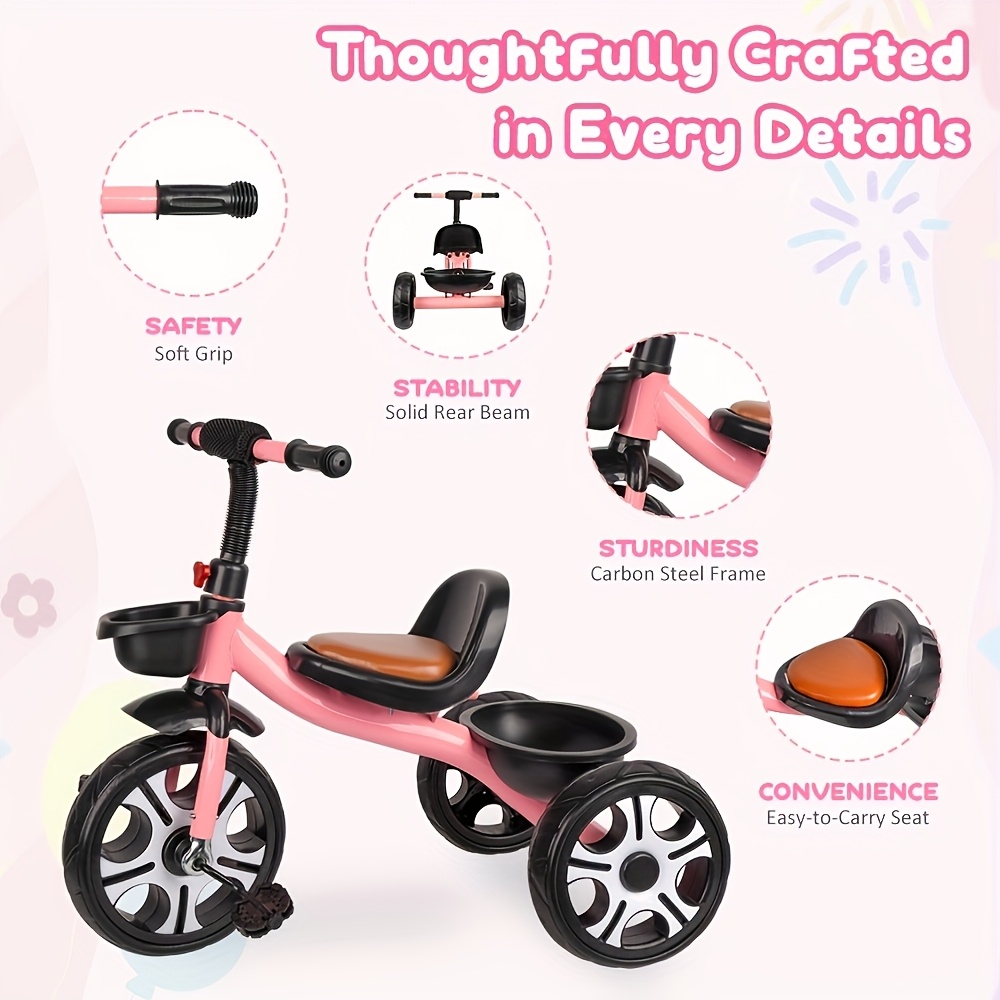 TEMU Bike, Tricycle For Toddlers Age, Folding Bikes With Adjustable Seat And Removable Pedal, Toys For, Gift For Boys Girls Birthday