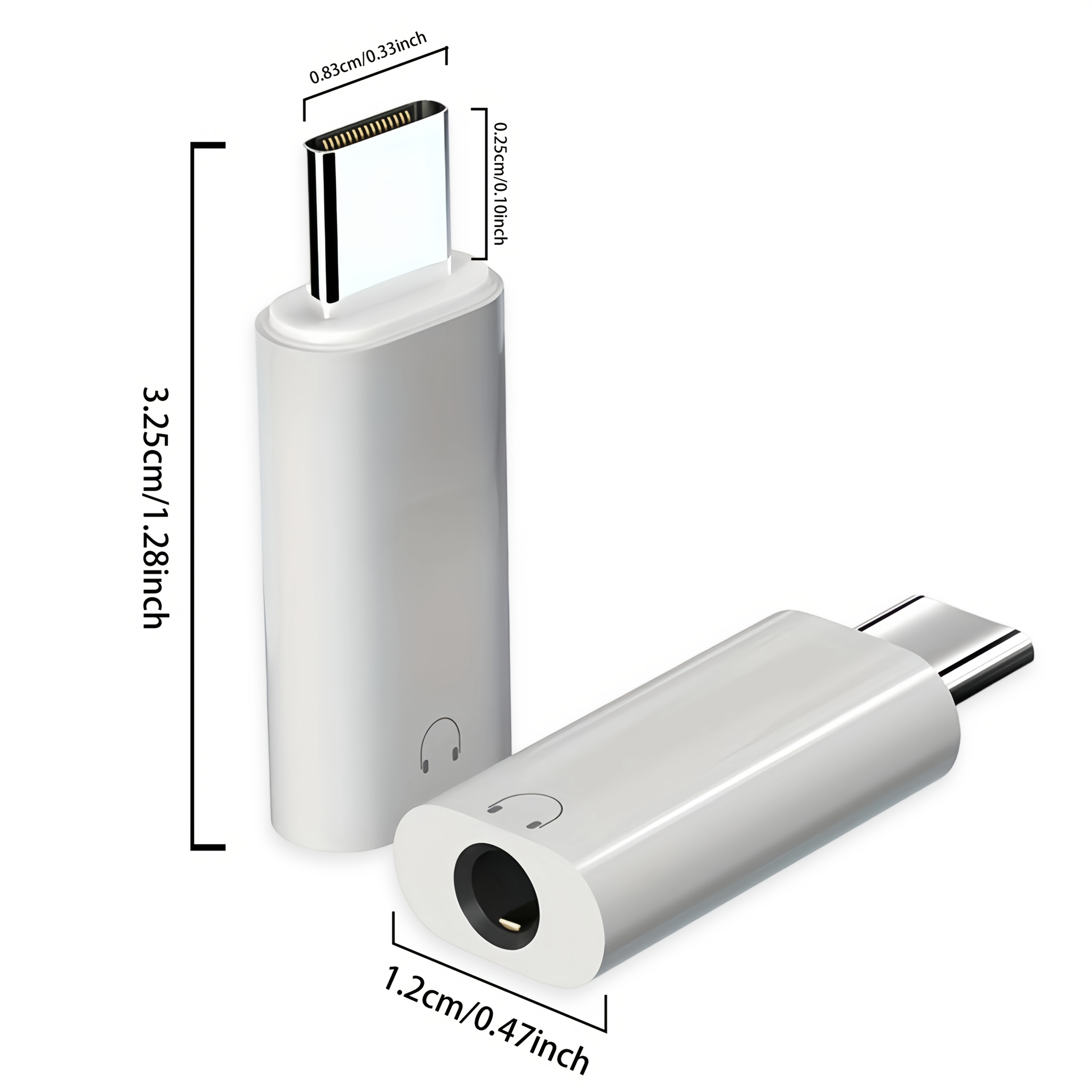 usb c to 3 5mm audio adapter dual port   plug and play hi fi sound suitable for phones iphone 15 s23 s22 ultra iphone and   and laptops clear conversion no noise abs material   portable audio Product details 0