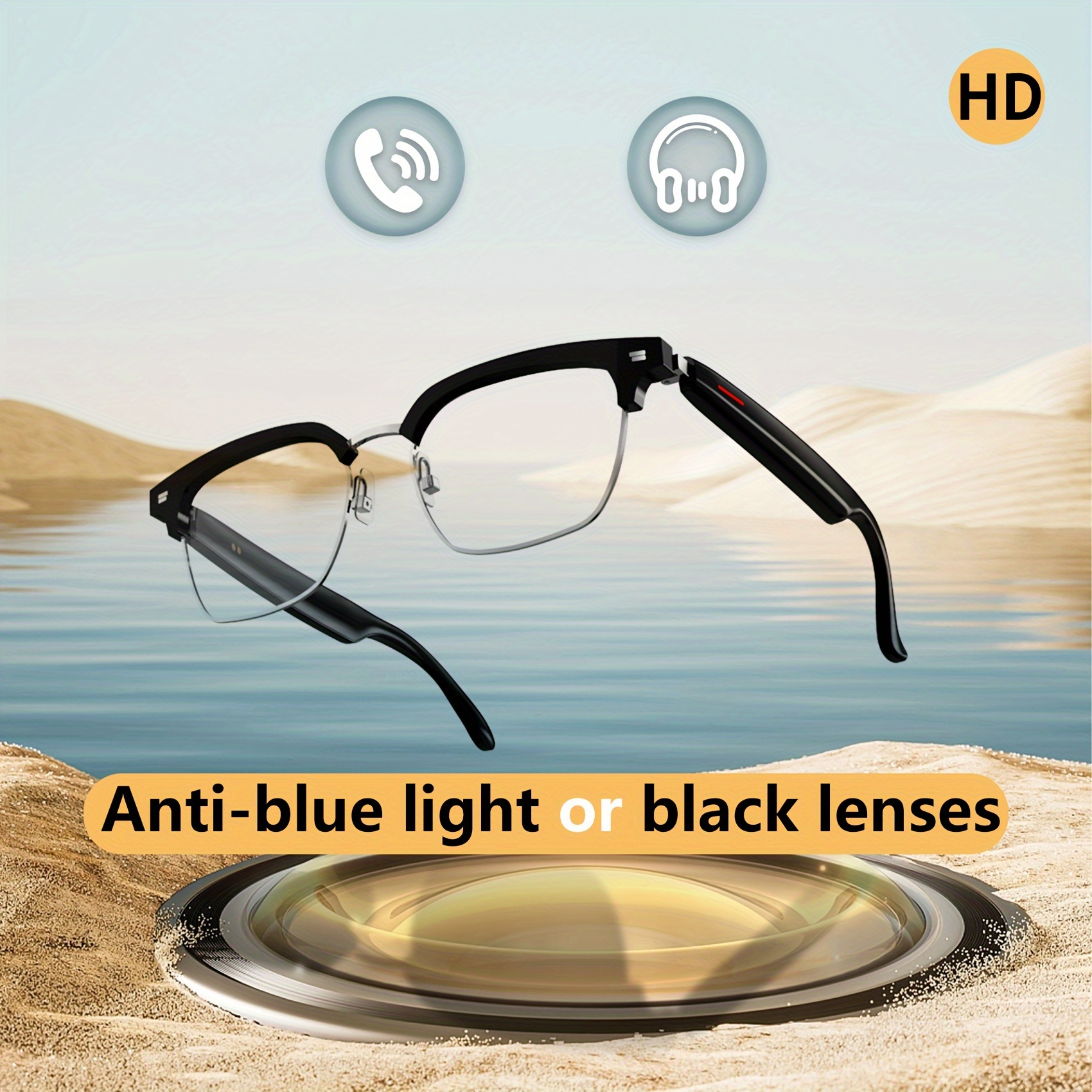 

Blackview Smart Wireless Audio Glasses With Anti-blue Light Lenses For Office, Outdoor, Sports Driving, Unisex Smart Glasses For Men And Women, Music , Calling, Clear Frame.