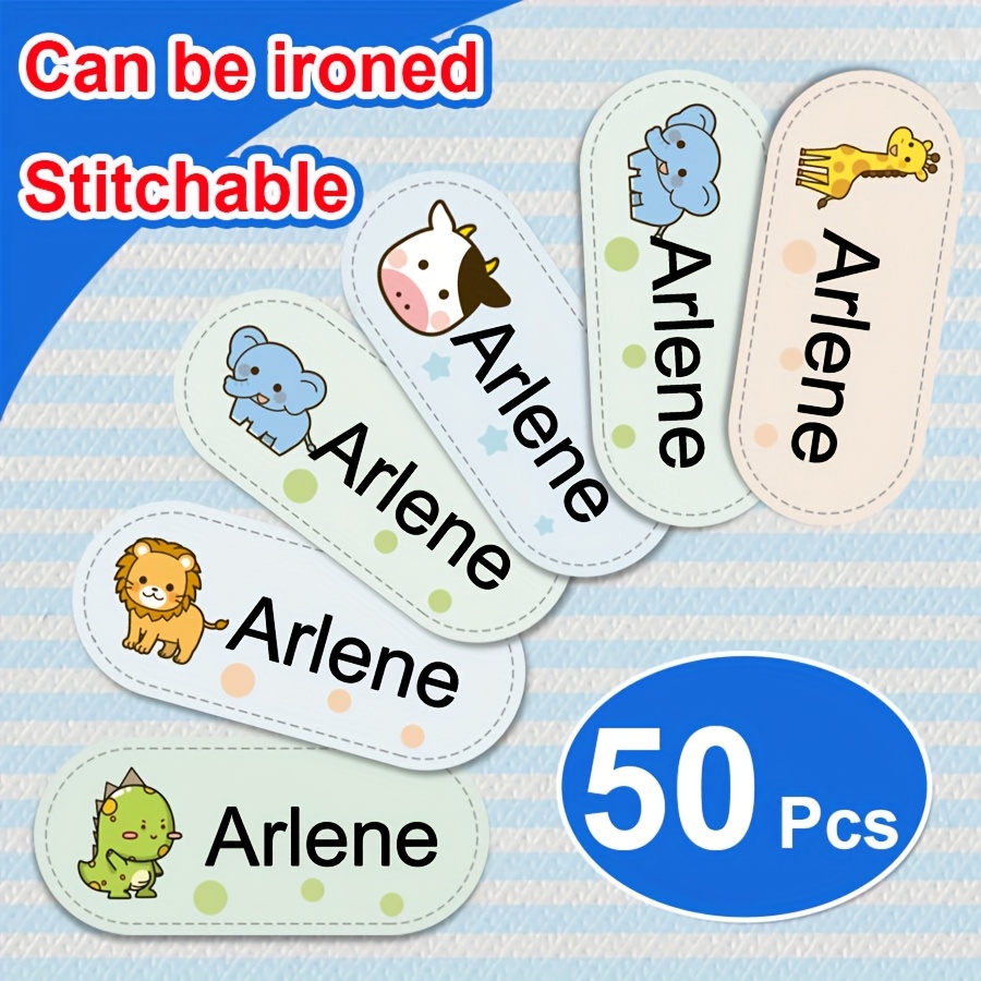 Personalized Medium Size 1.81x0.71inch Name Stickers Washable Iron On Name Tag Custom Handmade Clothing Fabric Clothes Label