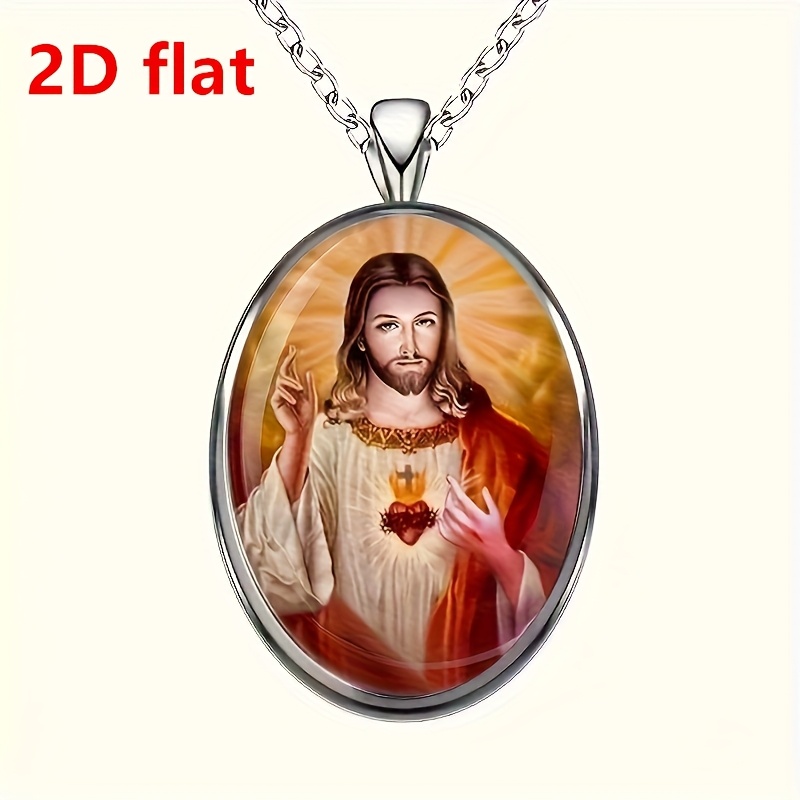E-shop 2D-Flach . Modeschmuck-Zubehör DIY-Halskettenmuster Ovale Glas-Legierungs-Halskette für Männer Frauen für Hochzeit, Geburtstag, Abschluss,