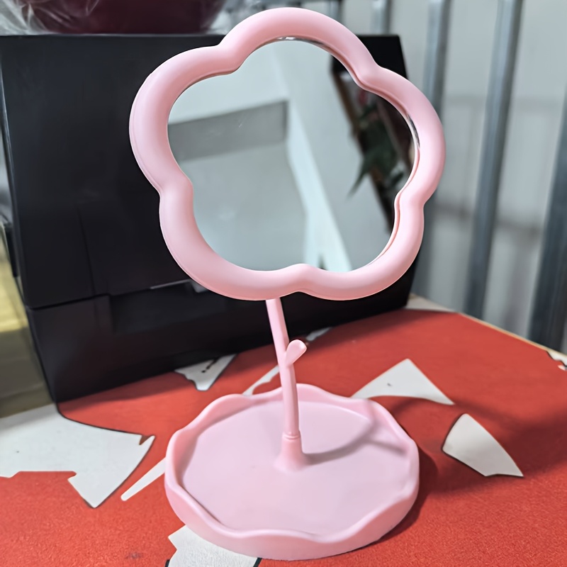 1pc Mini Floral Desktop Makeup Mirror, Compact And Portable, Detachable For Easy Carry, High-definition Glass , Durable Plastic Frame. Reveal Your Beauty!