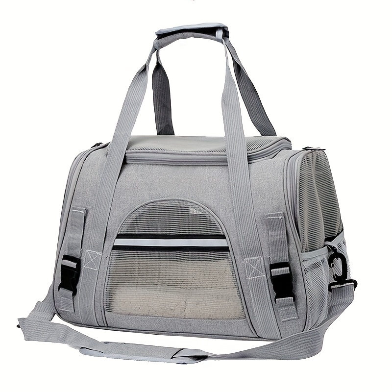 E-shop Tragbarer Katzen-Transportkorb mit Plüschmatte – Atmungsaktive Reisetasche für Ausflugsfahrten, Verschluss durch Druckknopfleiste belastete Mesh
