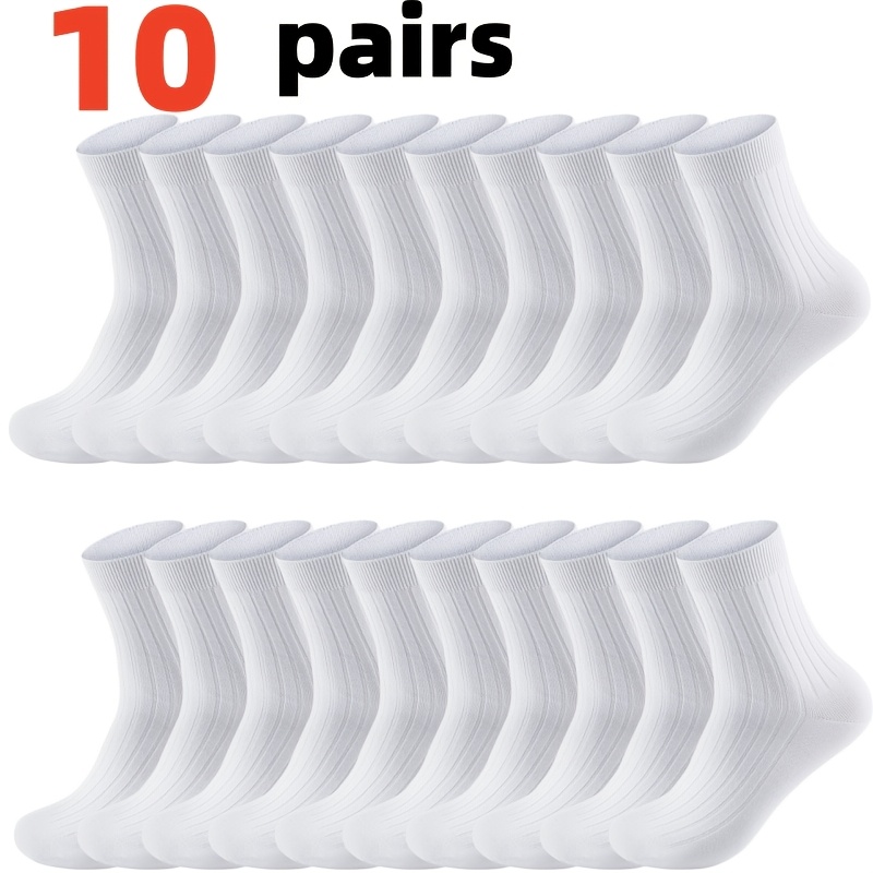 TEMU 10/20 Pairs Of Portable And White Socks, Solid Color Socks, Black Socks, White Socks, 98% Polyester Business Socks, Suitable For Men And Women,