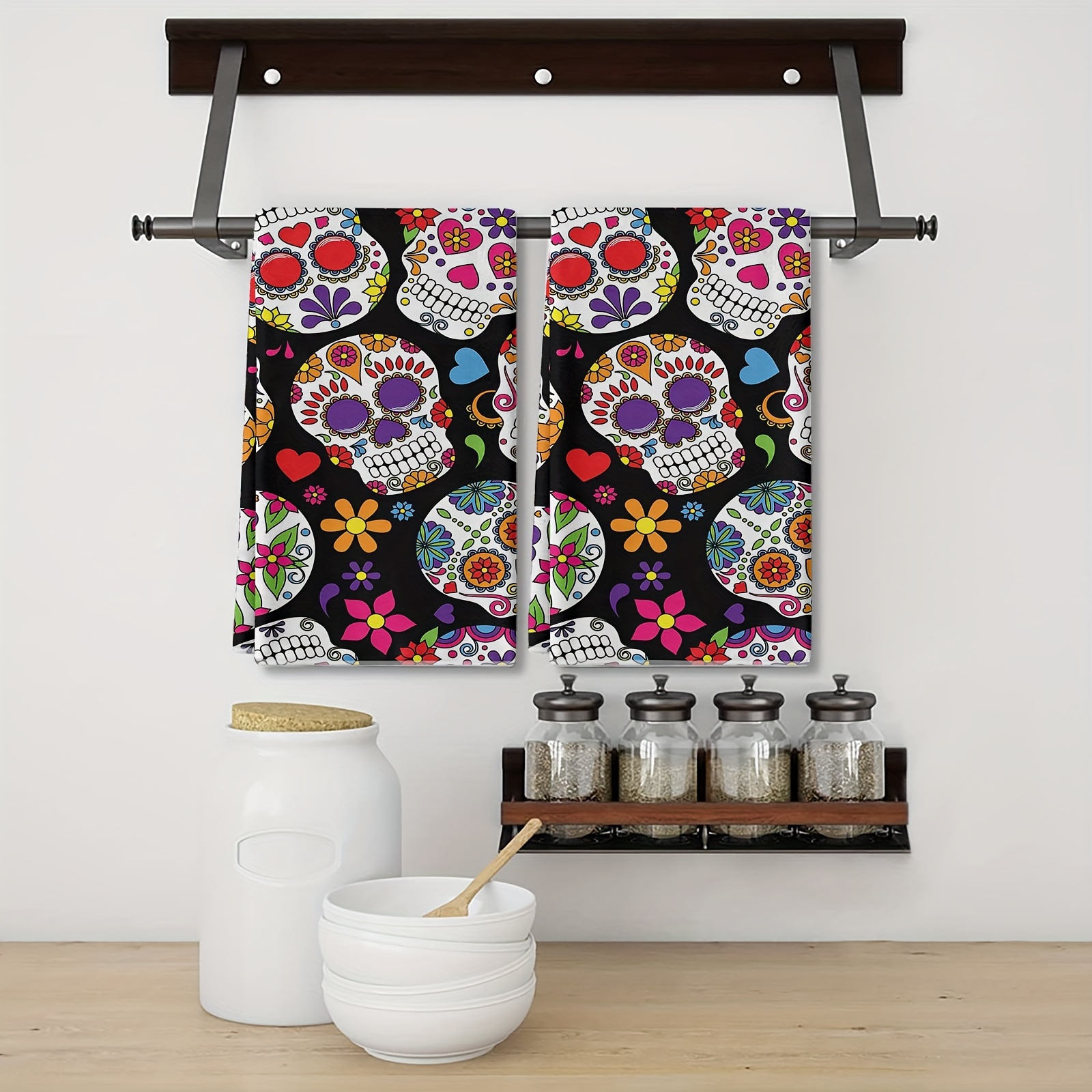 

2pcs Kitchen Towels - - Microfiber, Printed & Dish Cloths, Absorbent Tea Towels For