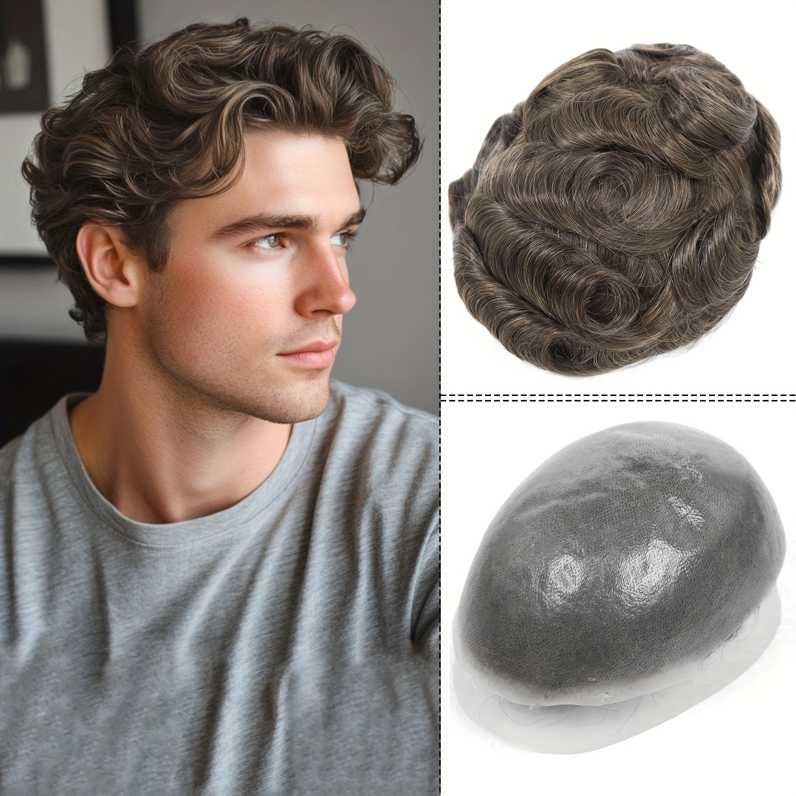 mens invisible human hair toupee men brown human hair 0 06 0 