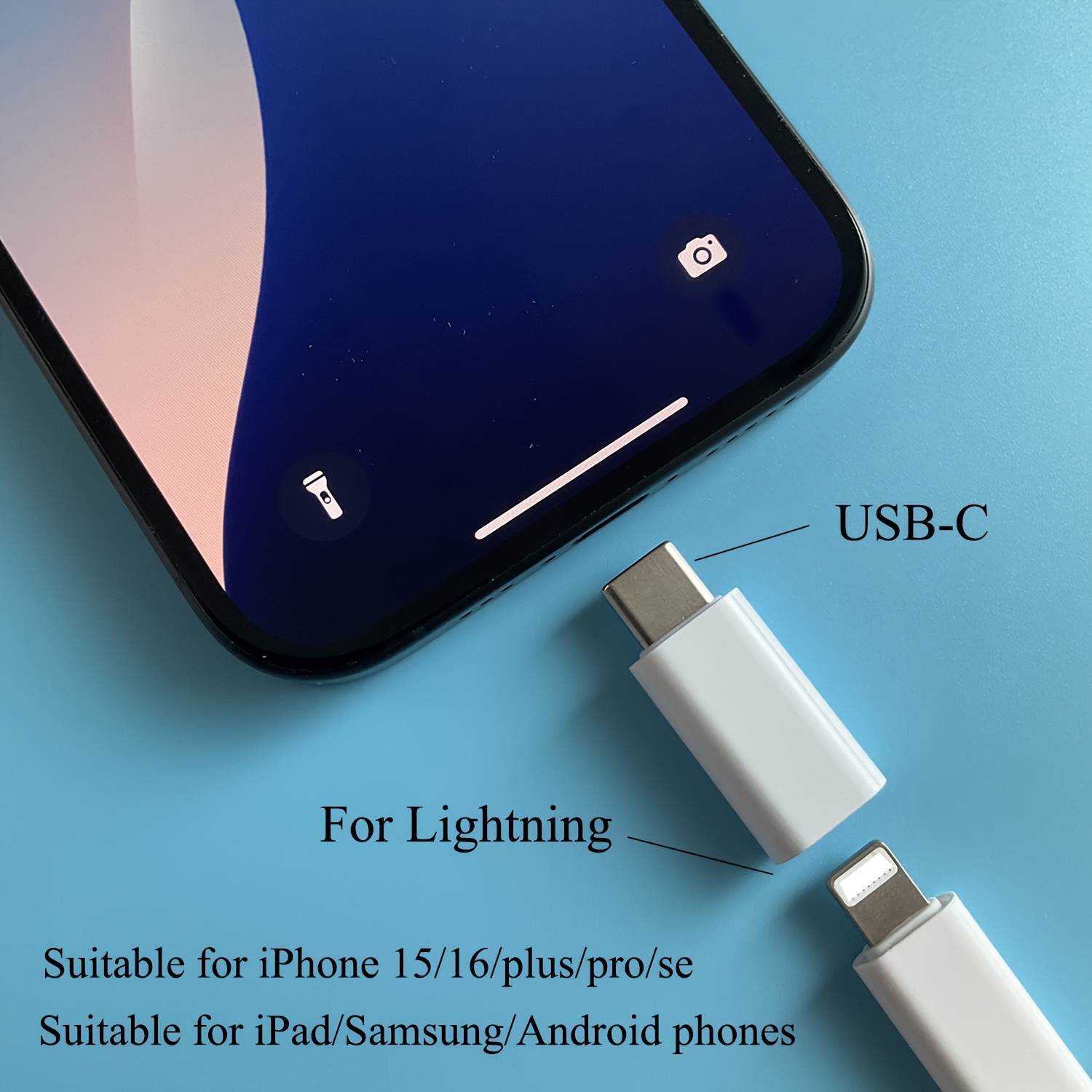 2pcs Set, Suitable for Iphone Lightning to USB C Adapter, C-Type Charger Interface, Suitable for Iphone16/15 Charger