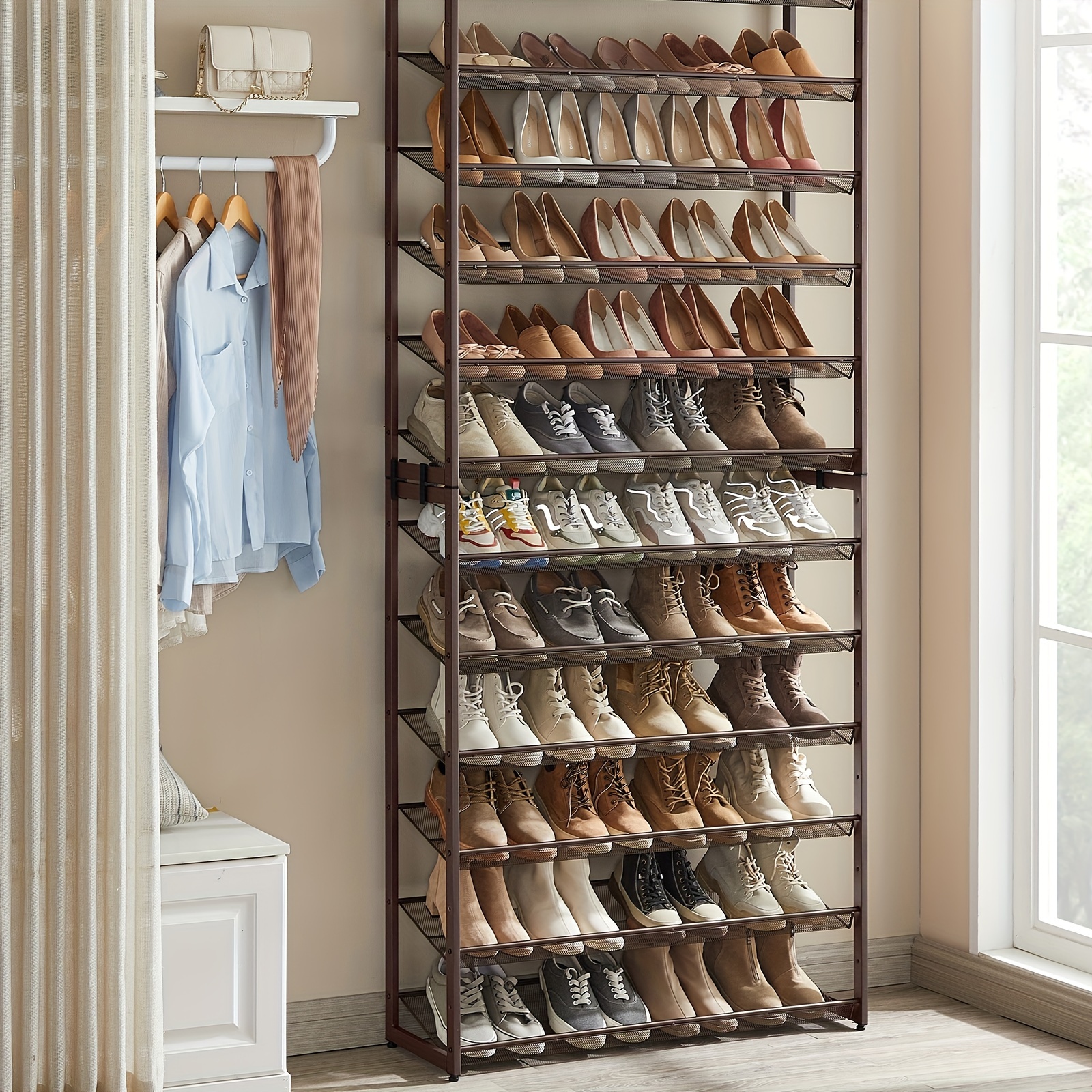 

Songmics Shoe Rack, 12-tier Tall Metal Shoe Storage Organizer For Closet, Entryway, Garage, Set Of 2 6-tier Big Stackable Shoes Rack Shelf, Adjustable Feet