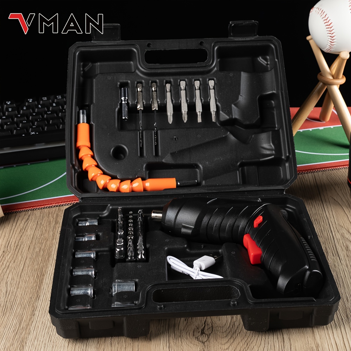 

1set 47-in-1 Electric Screwdriver, Home Cordless Rechargeable, Screwdriver, Drill, Sleeve Combination Tool Set.