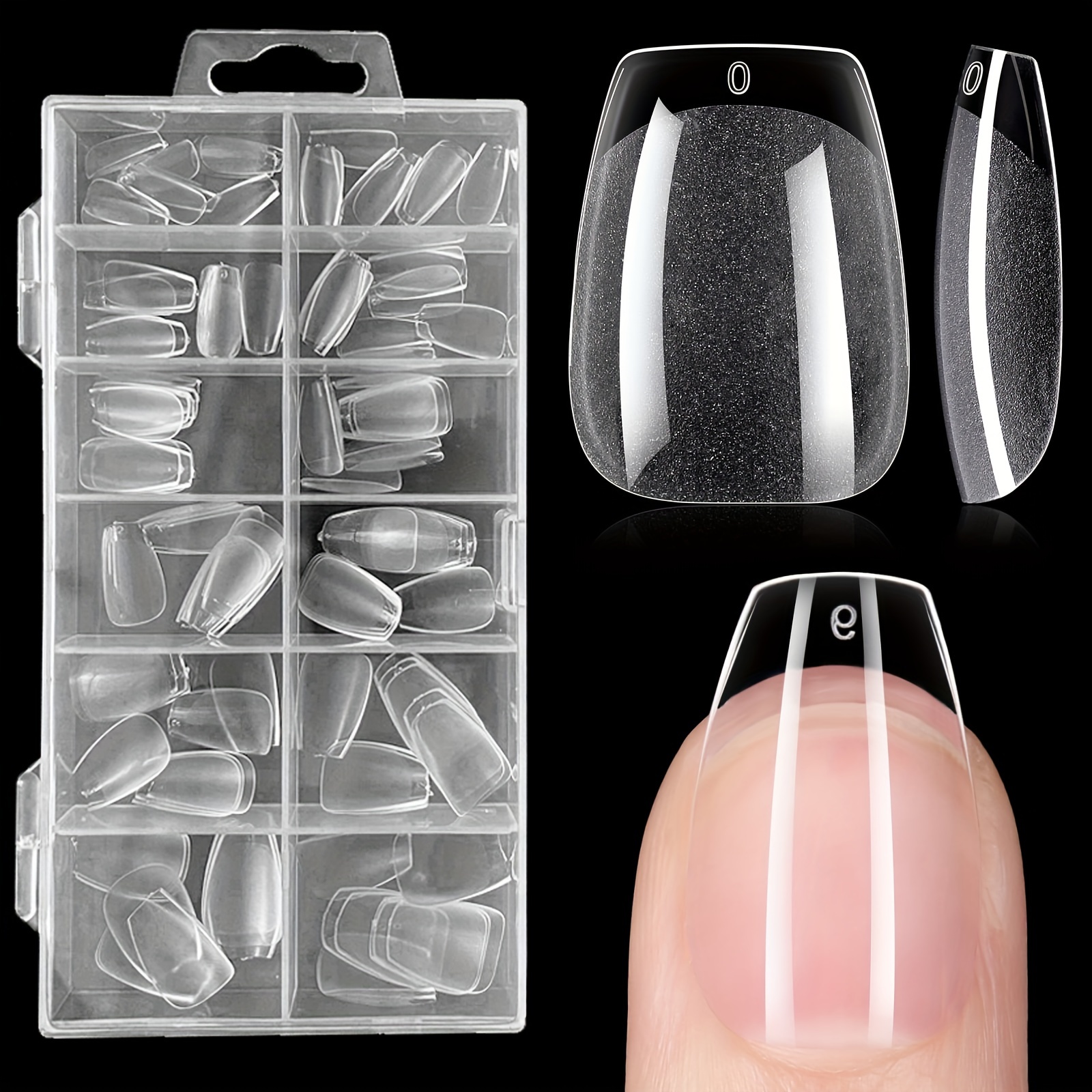 

120pcs Ballet Shape Press On Nails - Transparent Short False Nail Tips Set, Pure Color Full Cover Acrylic Nails, Glossy Finish Nail Art Supplies